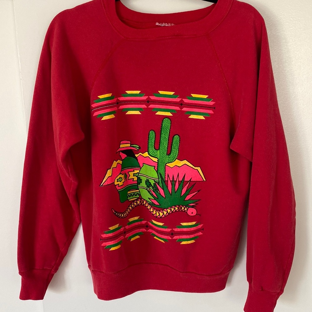 Vintage sweatshirt red cactus